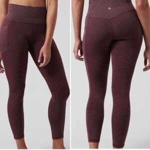Athleta Elation 7/8 tight stripe spiced Cabernet leggings size S